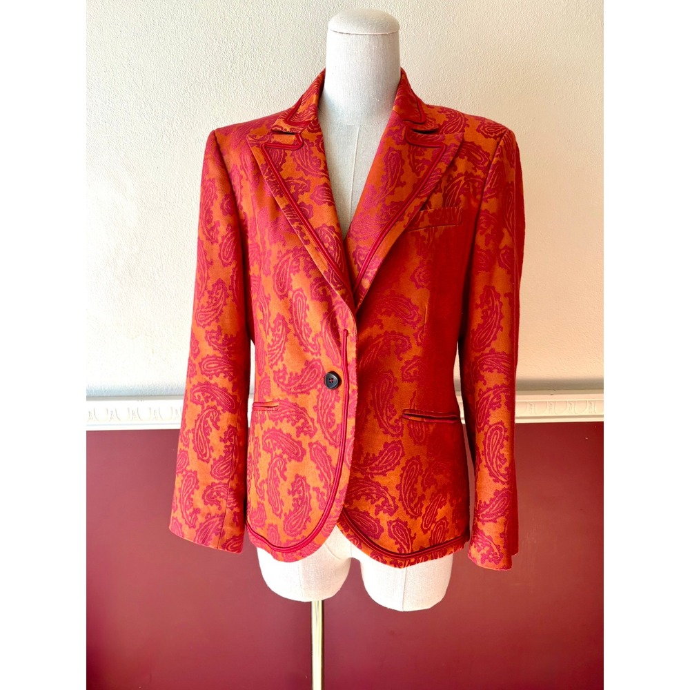 Vintage Kuhlman Italy Pink Orange Jacquard Paisley Blazer Statement‎ Jacket Y2K - Picture 9 of 11
